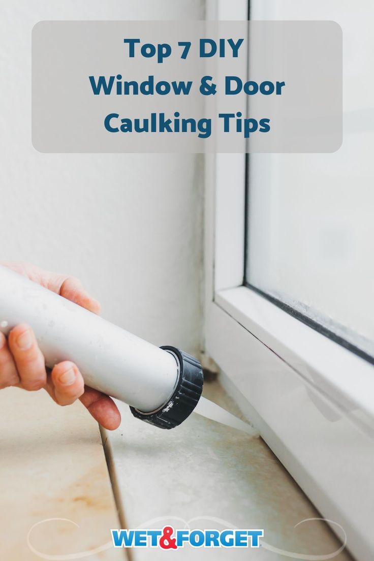 a person is holding a window and door caulking device in their hand with the words top 7 diy window & door cauling tips