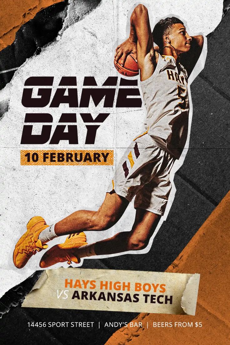 an advertisement for the game day basketball tournament