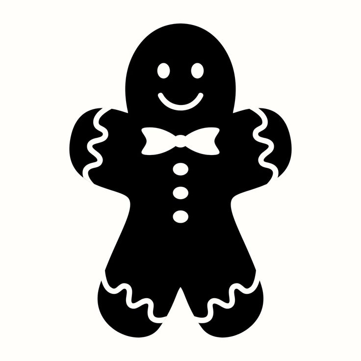 a black and white silhouette of a ginger with a bow tie on it's chest