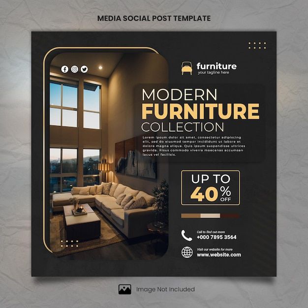 a modern furniture collection advertise with an image of a couch and table in the background