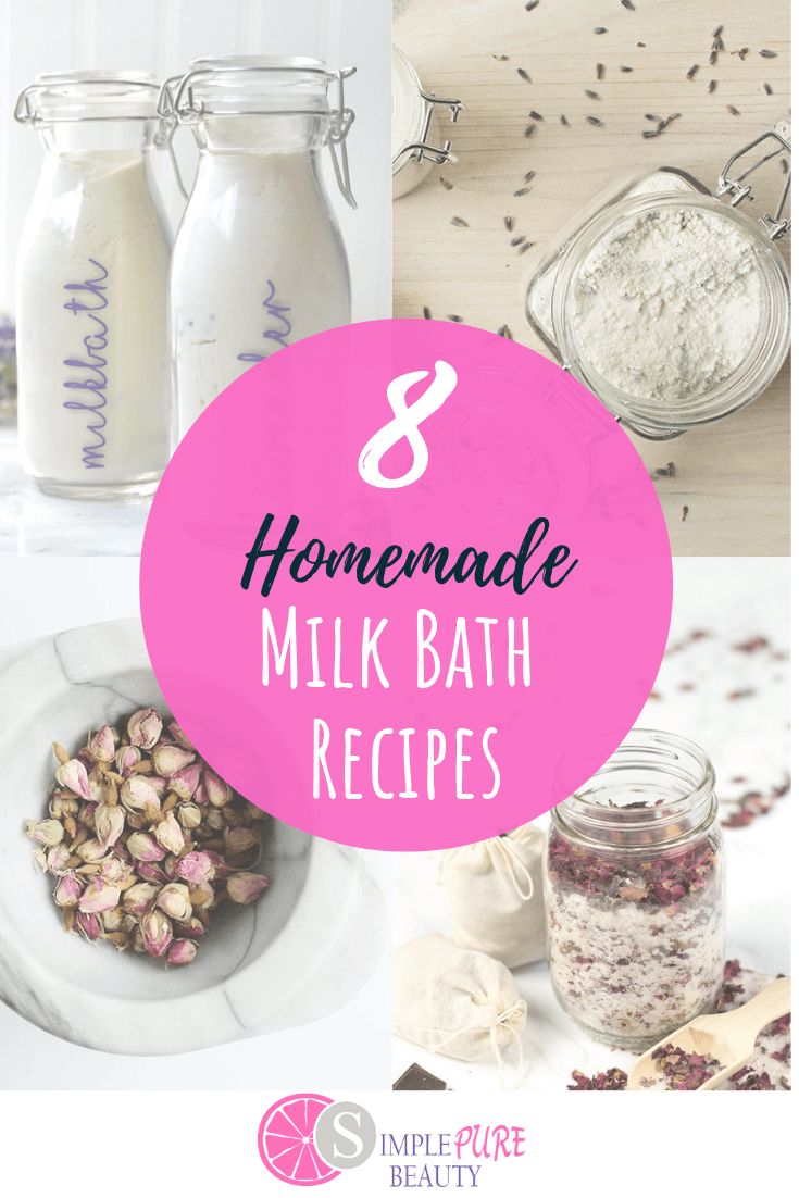 homemade milk bath recipes with text overlay