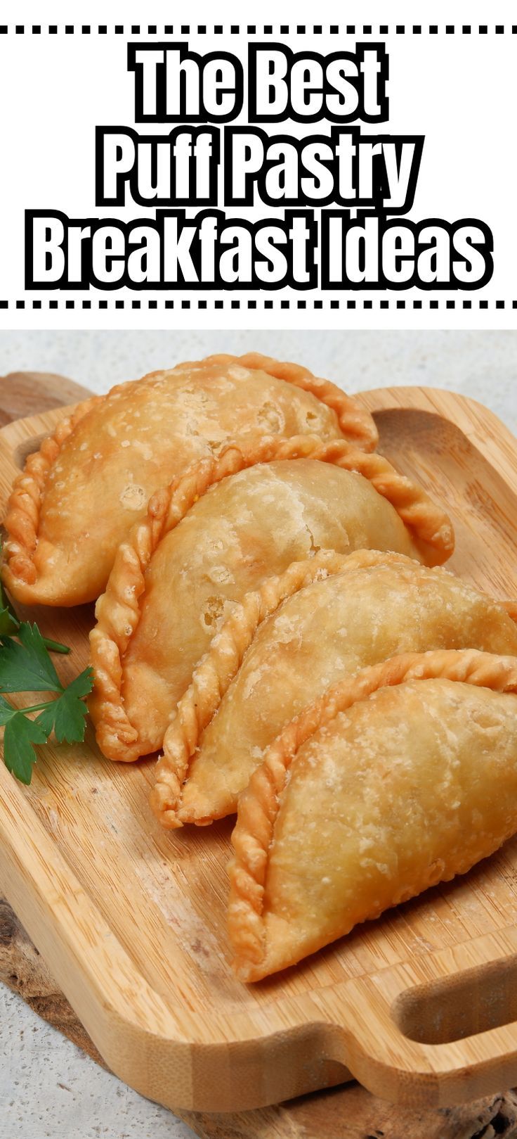 Golden brown turnovers on wooden serving tray. Pastry Breakfast Recipes, Puff Pastry Breakfast Recipes, Breakfast Puff Pastry, Sweet Puff Pastry Recipes, Puff Pastry Breakfast, Easy Puff Pastry Desserts, Recipes Using Puff Pastry, Brunch Pastries, Easy Puff Pastry Recipe