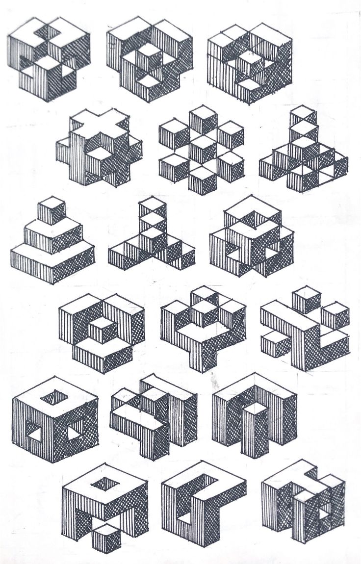 several different types of cubes are shown in this drawing