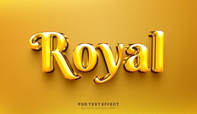 the word royal is made up of gold letters on a yellow background with an elegant design