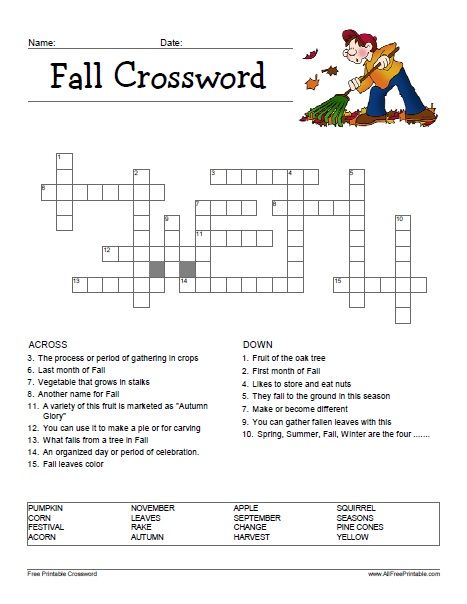 the crossword puzzle for fall