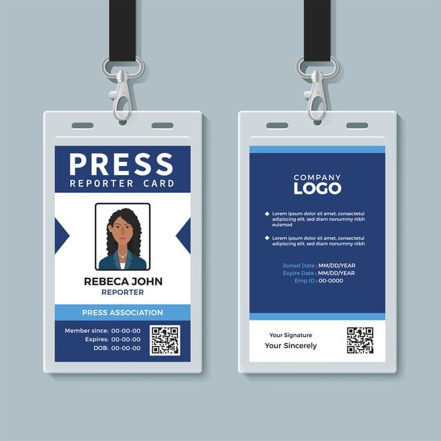 two id cards with lanyards attached to the front and back of each card