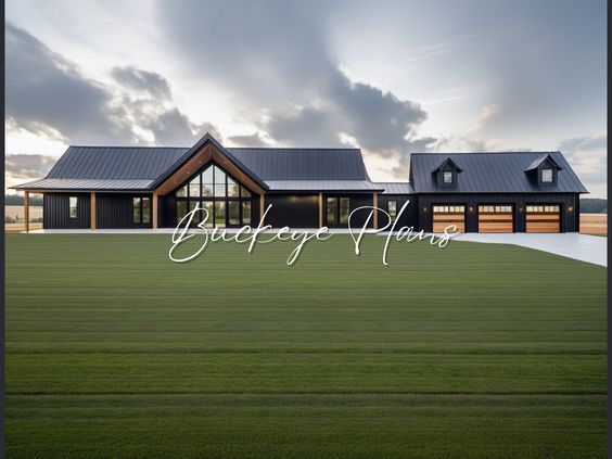 a large house sitting on top of a lush green field