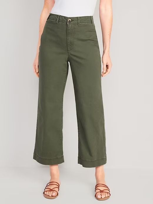 High-Waisted Wide-Leg Cropped Chino Pants | Old Navy Fresh Crop, Cropped Chinos, Navy Chinos, Chino Pants, Jack Black, Back Patch, Petite Size, Chinos Pants, Style Ideas