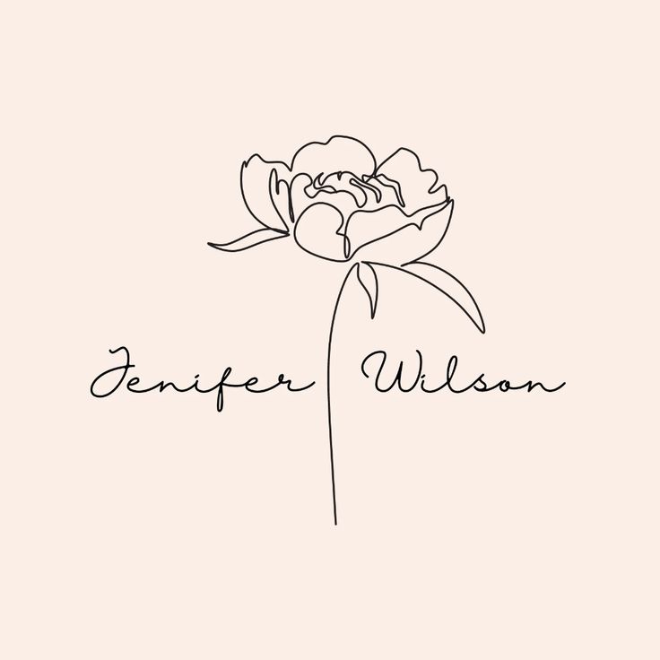 a black and white drawing of a flower on a pink background with the words, person