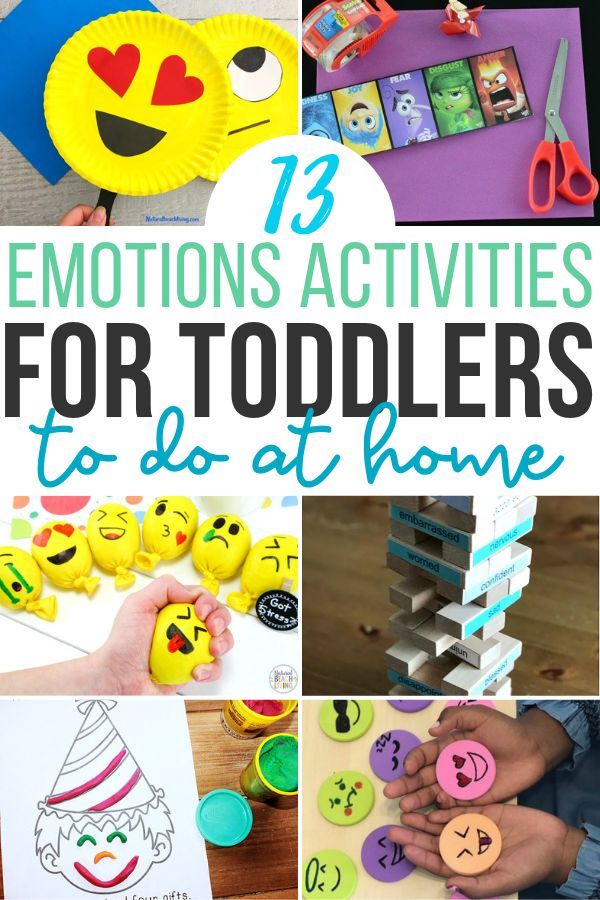 twelve activities for toddlers to do at home with the text 12 emotions activities for toddlers to do at home