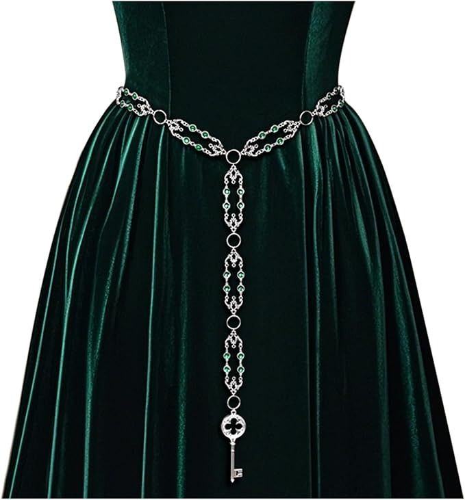 Amazon.com: L'VOW Concho Western Belt for Women Medieval Waist Metal Chain Belt Viking Witch Renaissance Belt : Clothing, Shoes & Jewelry Baratheon Dress, Witch Belt, Medieval Clothing Women, Belt For Dresses, Medieval Witch, Metal Chain Belt, Playing Dress-up, Cowgirl Accessories, Western Belt