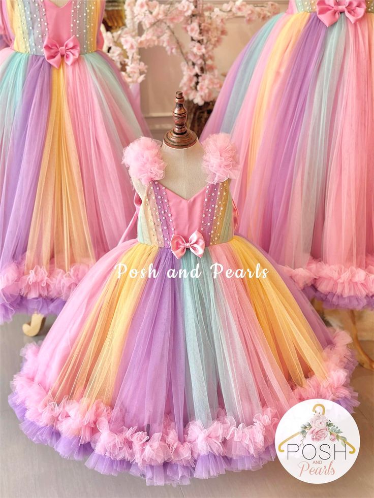 Unicorn Frocks For Kids, Birthday Frocks For Baby Girl, Party Wear Kids Frock, Party Wear Frocks For Kids, Birthday Outfit For Baby Girl, Rainbow Gown, Fairytale Land, Birthday Frocks, Kids Frock