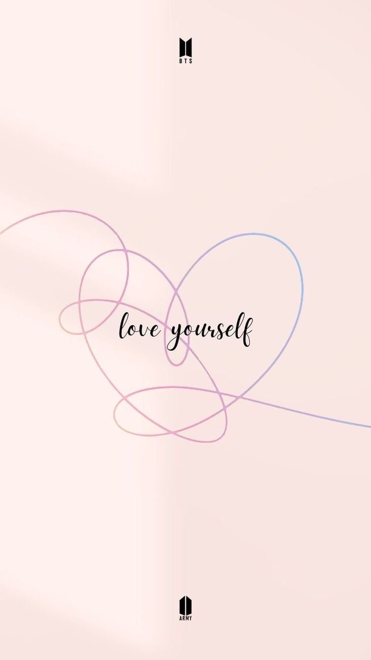 the word love yourself written in cursive writing on a pink background with hearts