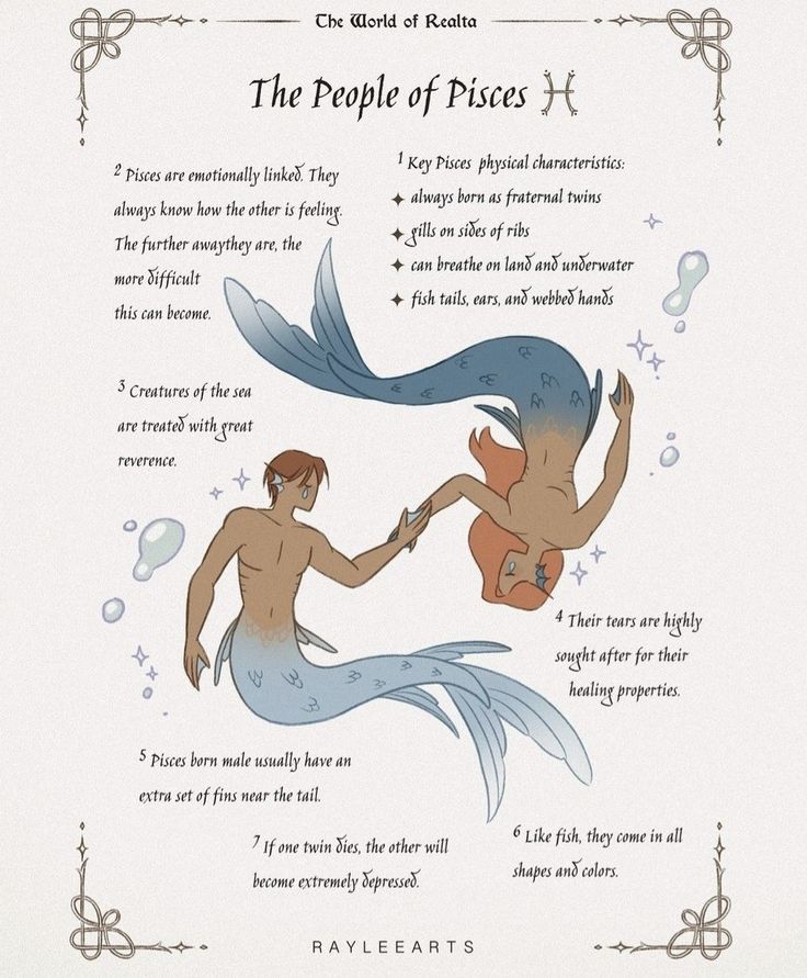 the people of pisces are depicted in this cartoon, which depicts two mermaids holding each other's hands