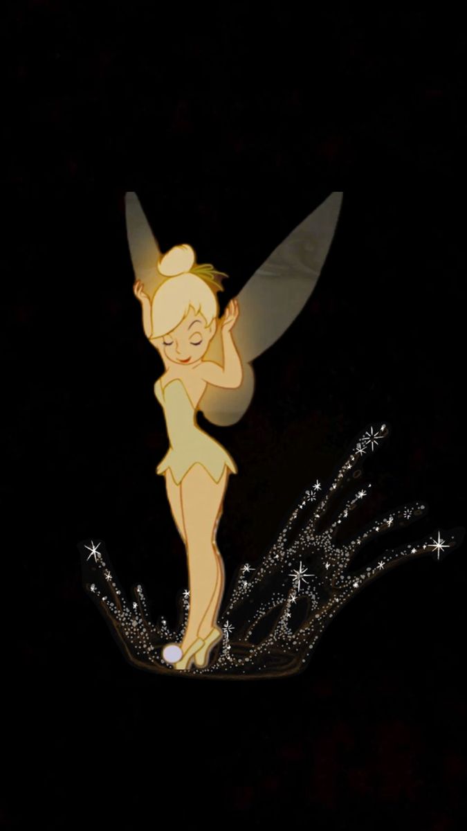 a paper cut out of tinkerbell with sparkles on it's wings