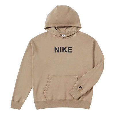 Nike Logo Hoodie 'Khaki' FQ7269-247 Nike Urban Hooded Sweatshirt, Nike Casual Outdoor Hoodie, Outdoor Brown Hoodie With Adjustable Hood, Brown Hoodie With Drawstring For Outdoor, Brown Outdoor Hoodie With Drawstring, Brown Outdoor Hoodie With Drawstring Hood, Winter Sports Brown Sweatshirt, Brown Sweatshirt With Ribbed Cuffs For Outdoor, Brown Outdoor Sweatshirt With Ribbed Cuffs