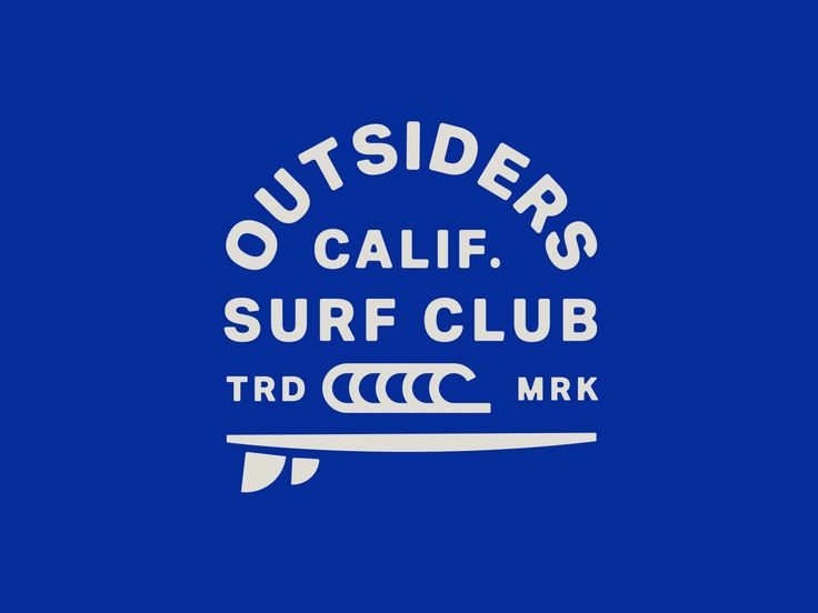 the logo for outsiders surf club, which is blue with white lettering on it