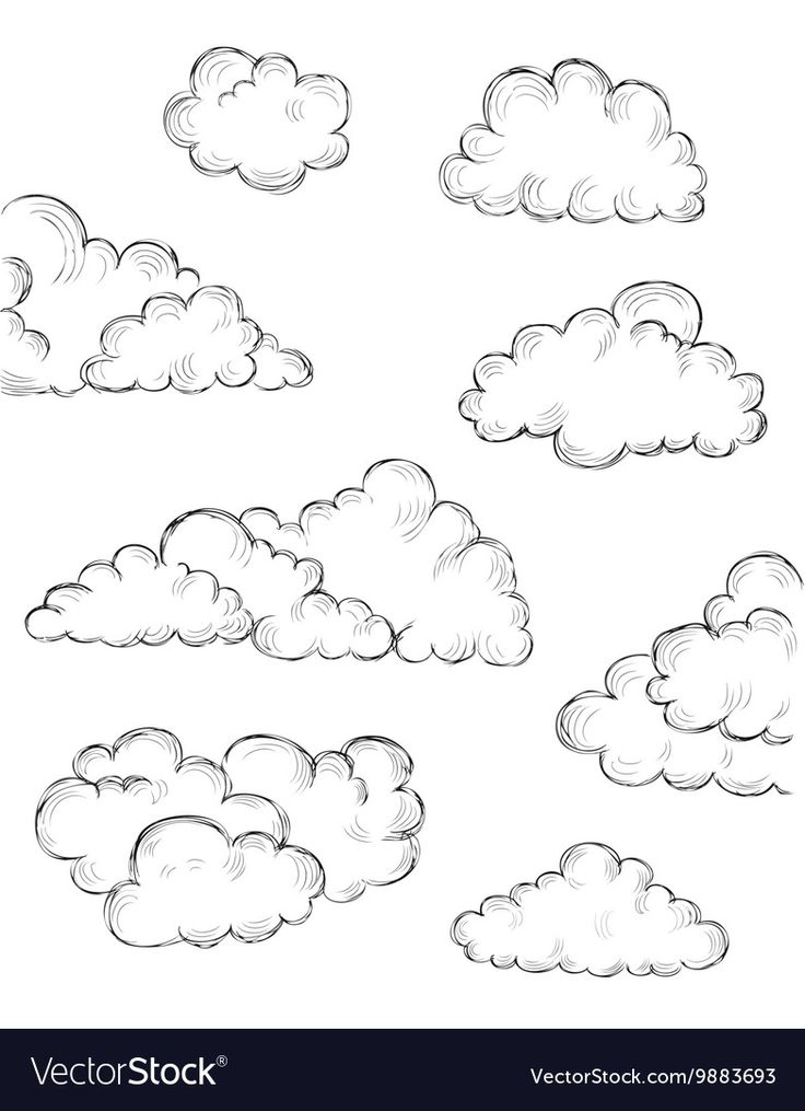 a set of cartoon clouds in the sky