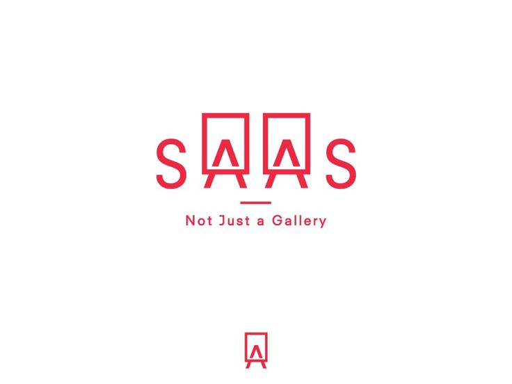 the logo for saas not just a gallery, with red letters on white background