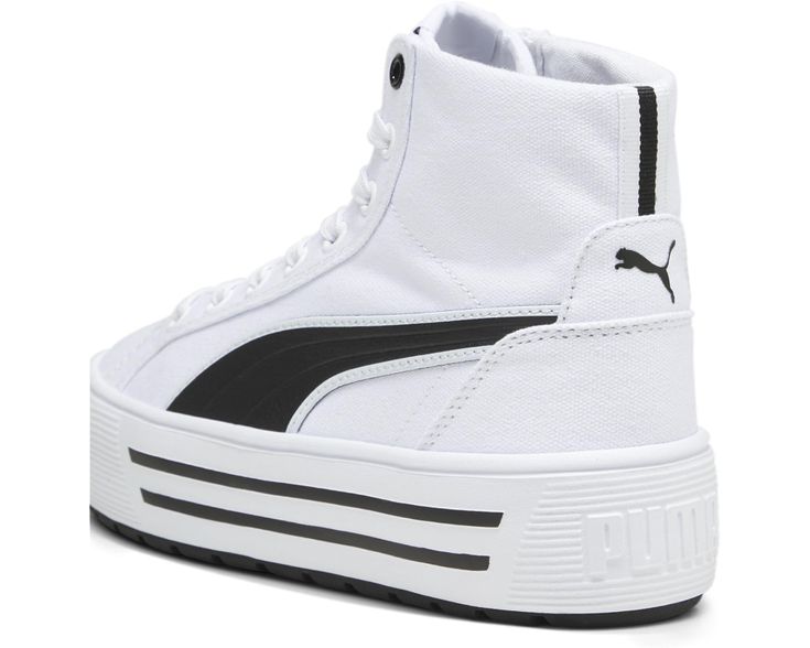 PUMA Kaia 2.0 Mid | Zappos.com Sporty High-top Canvas Shoes With Thick Bottom, Sporty White-sole Platform High-top Sneakers, Sporty Platform High-top Sneakers With White Sole, White Platform High-top Sneakers For Sports, Canvas Platform Sneakers For Streetwear With Boost Midsole, Canvas Platform Sneakers With Boost Midsole For Streetwear, Textile Platform Sneakers With Vulcanized Sole For Streetwear, Sporty Platform High-top Sneakers, Platform Synthetic Canvas Shoes For Streetwear