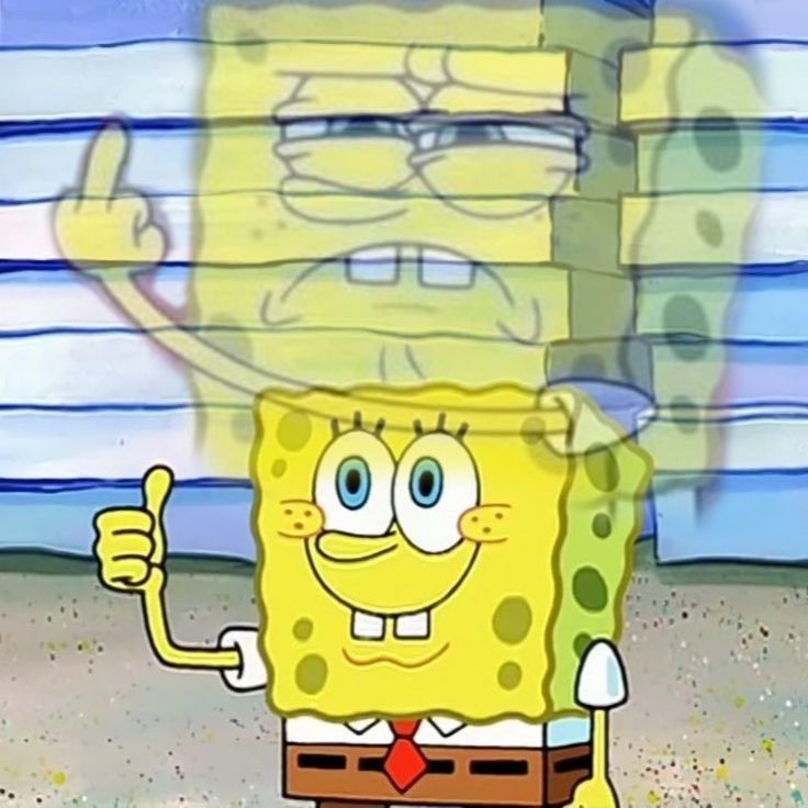 the spongebob character is giving thumbs up