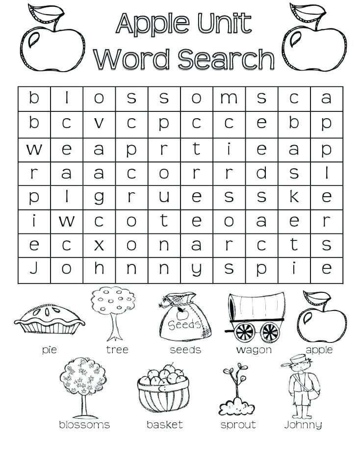 an apple printable word search with words and pictures to help students learn how to use it