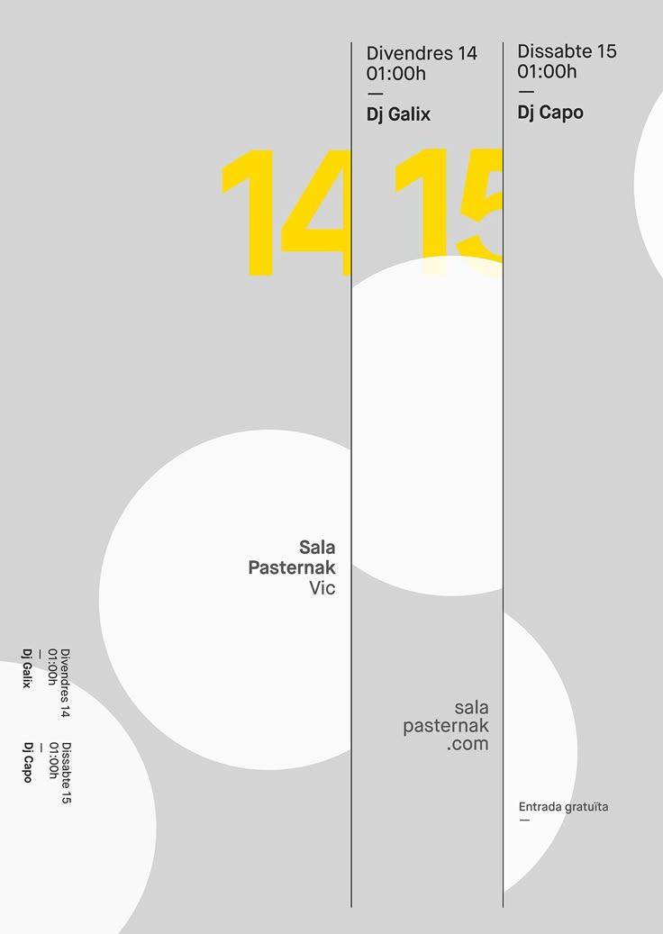 a white and yellow poster with numbers on it's side, in the middle