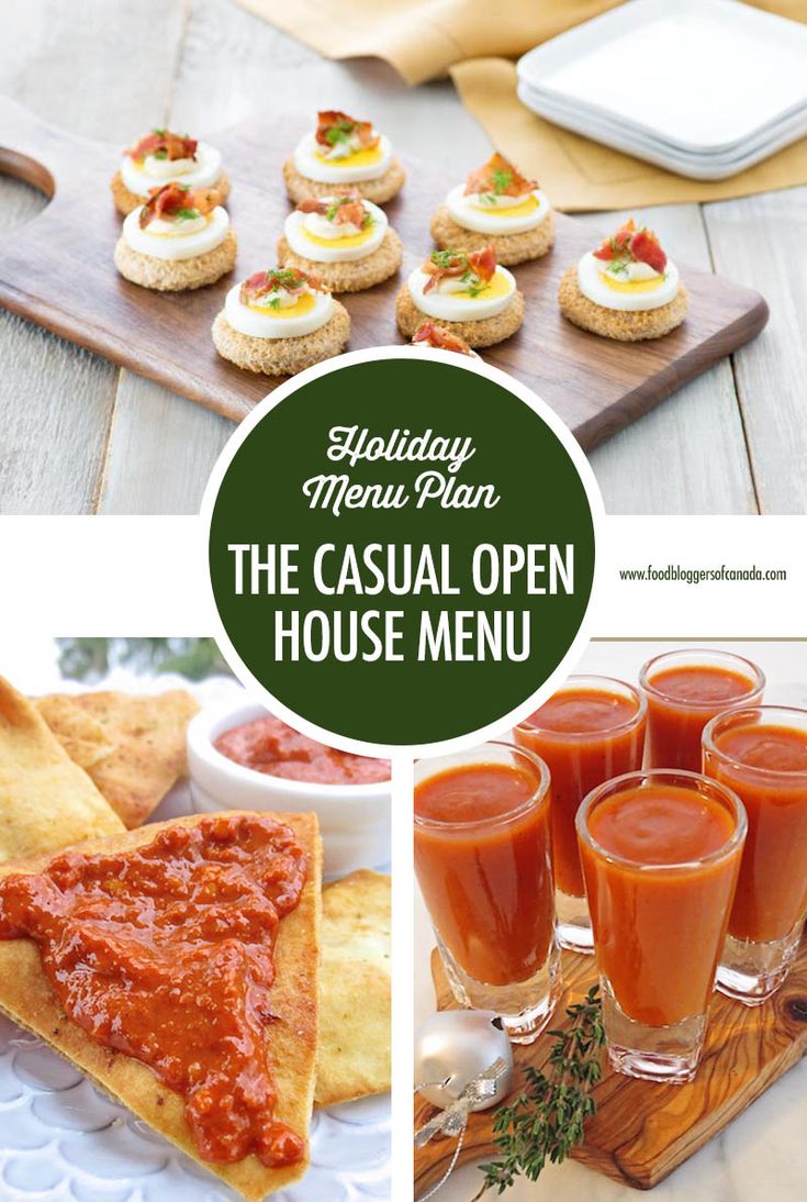 the casual open house menu includes appetizers and pizza