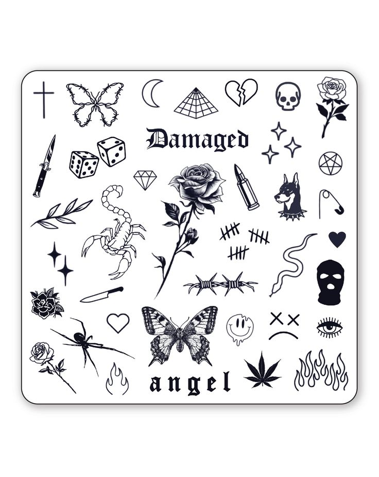 a sticker with tattoos on it that says, danger and an image of a rose