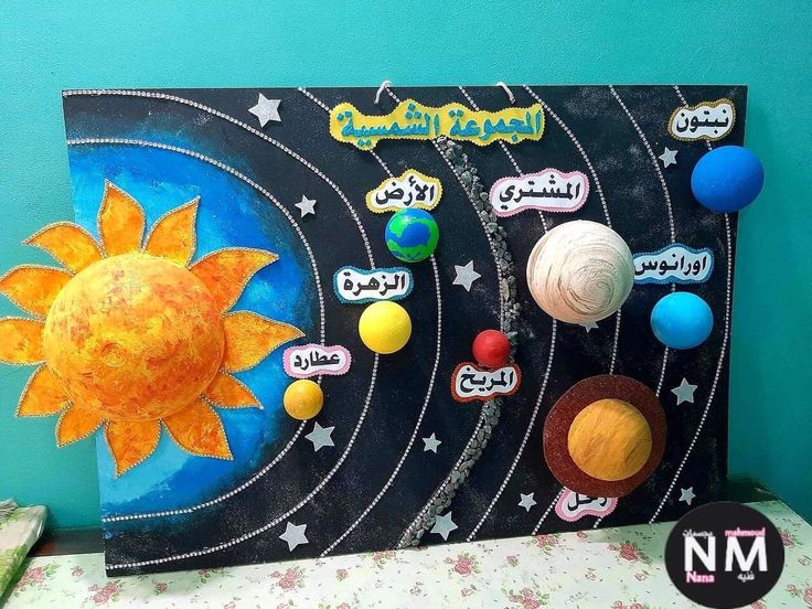 the solar system is made out of paper and painted with chalk pastel on it