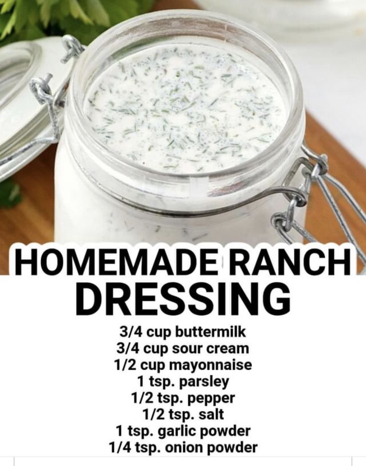 a recipe for homemade ranch dressing in a jar