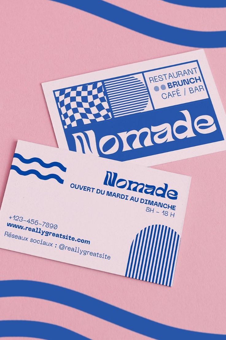 PINK AND BLUE RETRO PLAYFUL BUSINESS CARD (FREE CANVA TEMPLATE) logopositive #logocaffe #3dlogo #logo4show📕. Logo Design Graphics, Create A Business Logo, Retro Business Card, Food Logo Design, Restaurant Logo, Free Business Cards, Logo Restaurant, Modern Logo Design, Logo Food