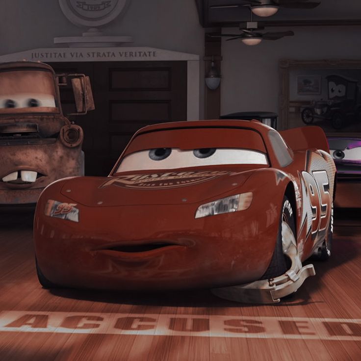 the cars from disney pixar are in this scene