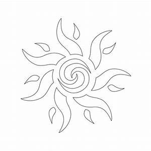 a drawing of a sun with leaves in the center on a white background, it is easy to draw and can be used as a tattoo ornament