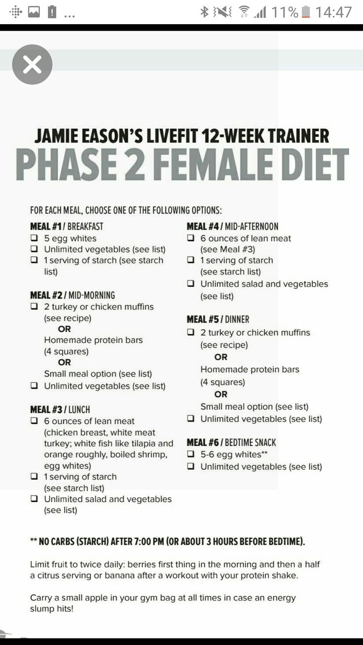 a poster with the words phase 2 female diet