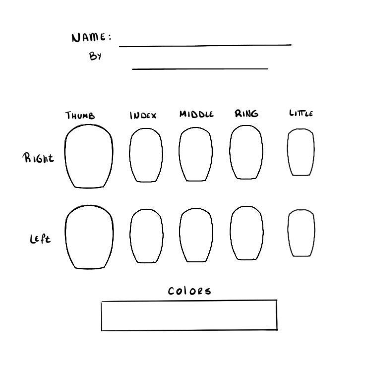 nail art Nail Art Blank Template, Nails Design Template, Empty Nail Template, Omori Nails Ideas, Nail Template Designs, Nail Design Template, Nails Template, Nail Templates, Printable Nail Art