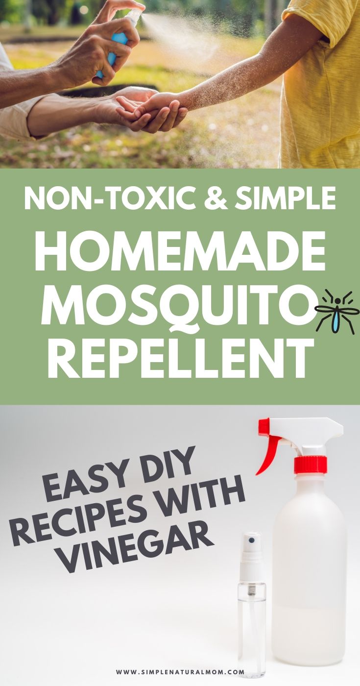 two bottles of homemade mosquito repellent with the text non - tonic & simple homemade mosquito repellent