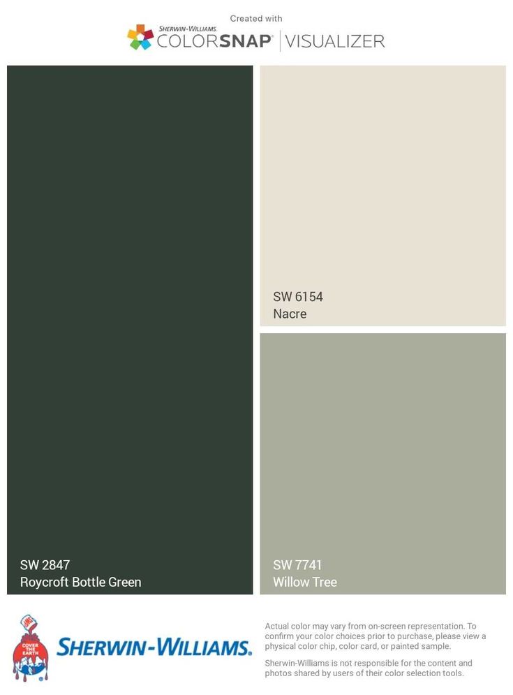 the color scheme for sherylin williams's paint swatches, including green and white