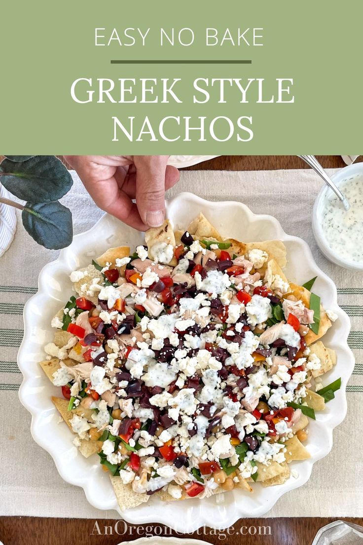 an easy no bake greek style nachos recipe