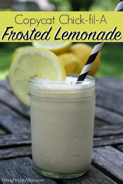 a mason jar filled with frosted lemonade