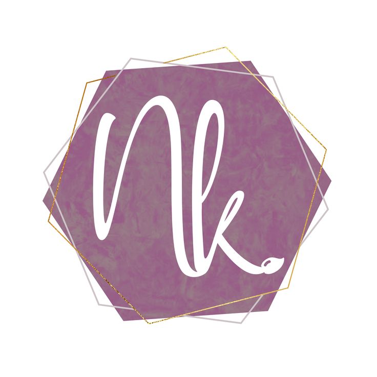 the letter k is made up of white letters on a purple and gold hexagonal background