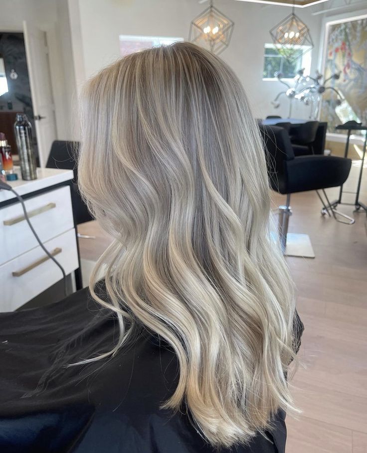 Icy Blonde Low Lights, Pale Blonde Hair With Lowlights, Cool Toned Blonde With Lowlights, Light Blonde Dimensional Hair, Icy Blonde Partial Highlights, Cool Tone Blonde With Lowlights, Bright Blonde With Low Lights, Icy Lived In Blonde, Bright Blonde On Dark Hair