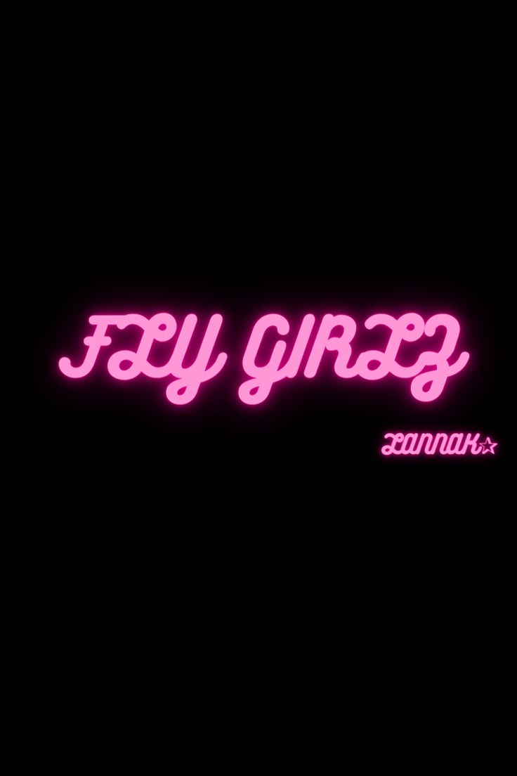 a neon sign that says,'fly girly'in pink on a black background