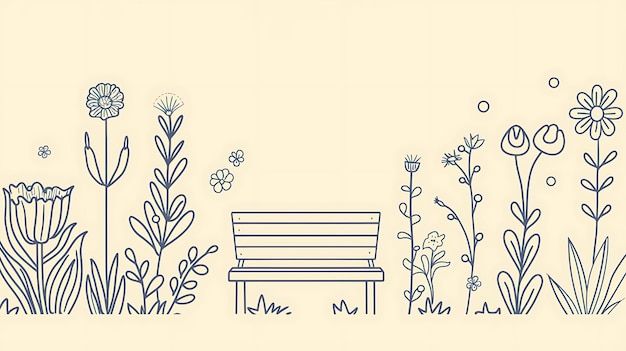 a bench sitting in the middle of a field with flowers and daisies on it