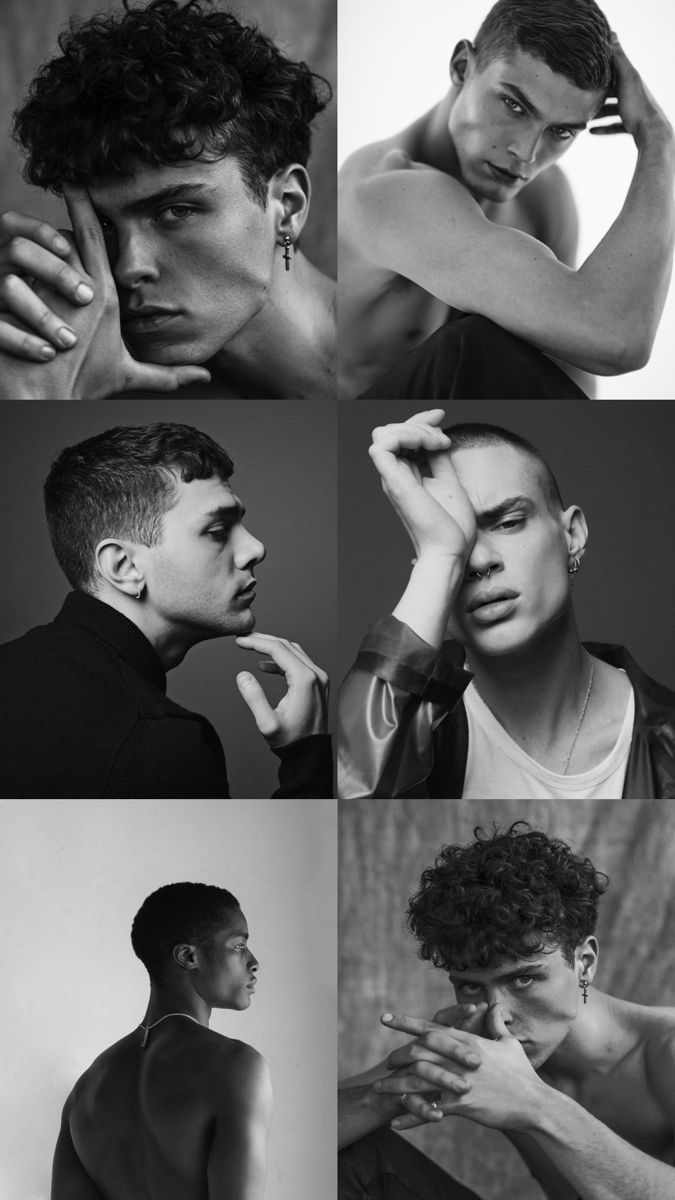 black and white photos of men with different hair styles, from the top to the bottom