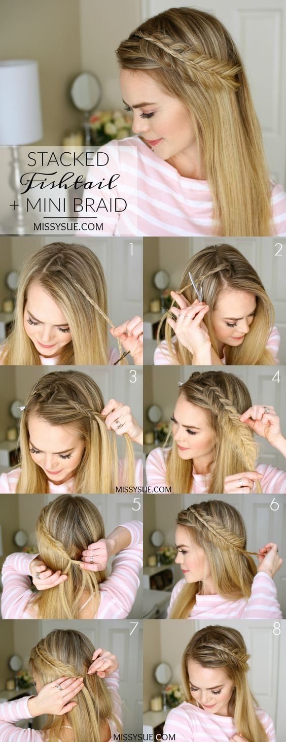 Hairstyle for me Sanggul Cepol, Fishtail Braid, בר מצווה, Awesome Hair, Penteado Cabelo Curto, Homemade Beauty, Hair Fashion, Half Up Half Down, Hair Dos