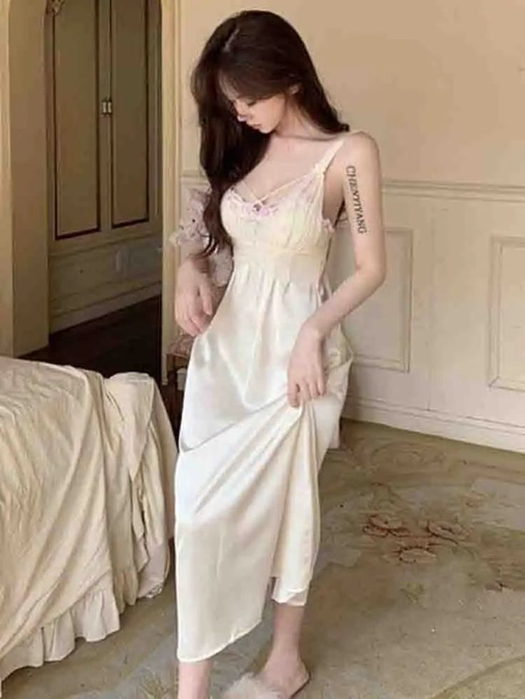 Daiiibabyyy Spring Silk Sexy Strap Dress Women Casual Korean Elegant Long Split Dress Court Retro Party Lace Dress Women Fashion V Neck Size Information Size S Shoulder:35cm Length:104cm Bust:82cm Waist:68cm Sleeve:55cm Size M Shoulder:36cm Length:105cm Bust:86cm Waist:72cm Sleeve:56cm Size L Shoulder:37cm Length:106cm Bust:90cm Waist:76cm Sleeve:57cm Size XL Shoulder:38cm Length:107cm Bust:94cm Waist:80cm Sleeve:58cm Suggestion: Choose the size according to your weight. Size S - Weight: 40 kg - Long Split Dress, 55 Kg, Dresses Xxl, Retro Party, Split Dress, Fashion Hair Accessories, 50 Kg, Girls Hair Accessories, Strap Dress