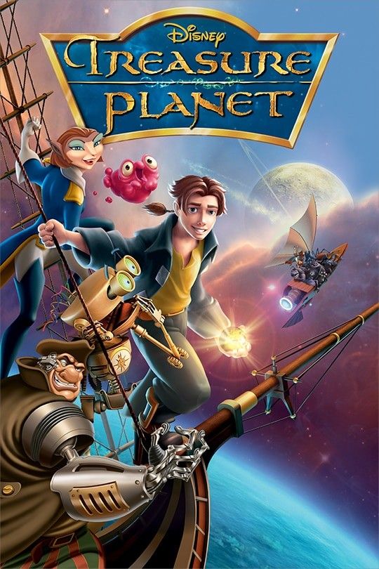 the movie poster for disney's treasure planet, featuring two characters on a ship