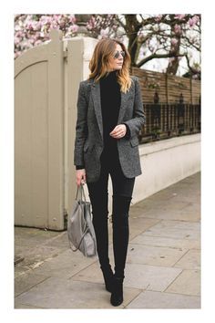 Winter Work Fashion, Outfit Formal Mujer, Outfit Essentials, Office Outfits Women, Blazer Outfit, Black Outfits, Casual Styles, Outfit Trends, Winter Outfits For Work