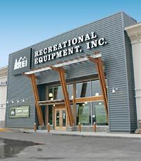 an image of a commercial equipment store with the words recreational equipment, inc on it's front